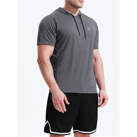 Men's Dry Fit Hooded Tank Top Muscle Workout Shirt Gym Running Sleeveless - Picture 4 of 7